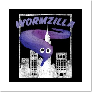 Purple Worm On A String Meme Wormzilla Retro Japanese Style Posters and Art